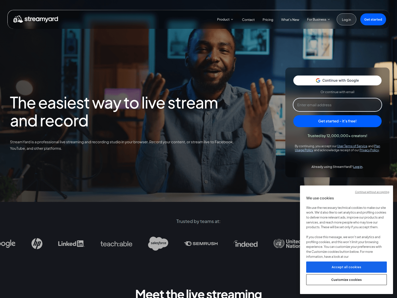 Screenshot of streamyard.host