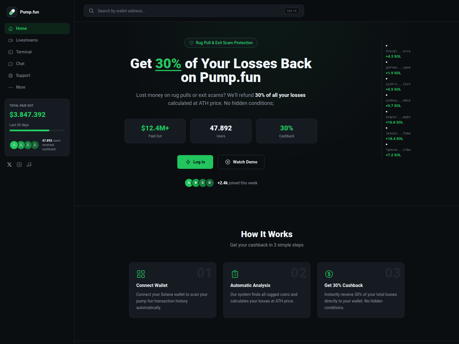 Screenshot of claimfee-pump.fun