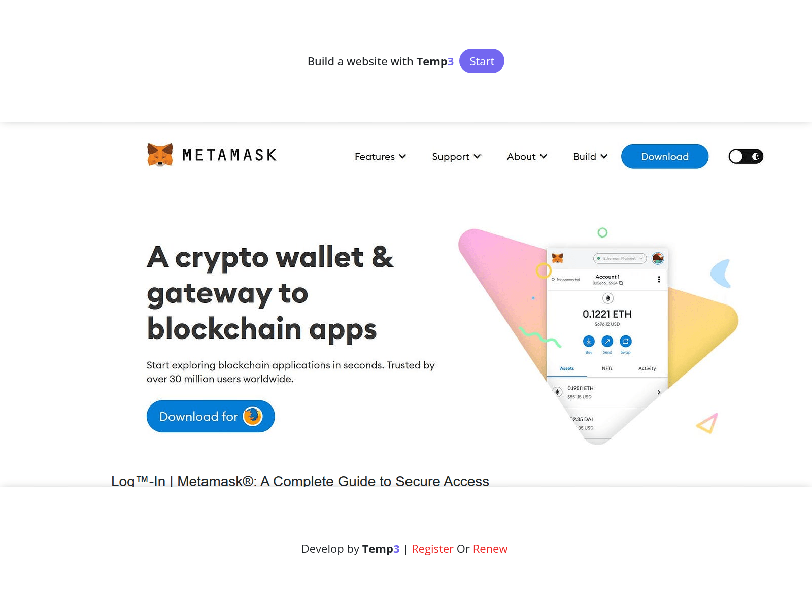 Screenshot of sso-webpage--metamask-com.tem3.io