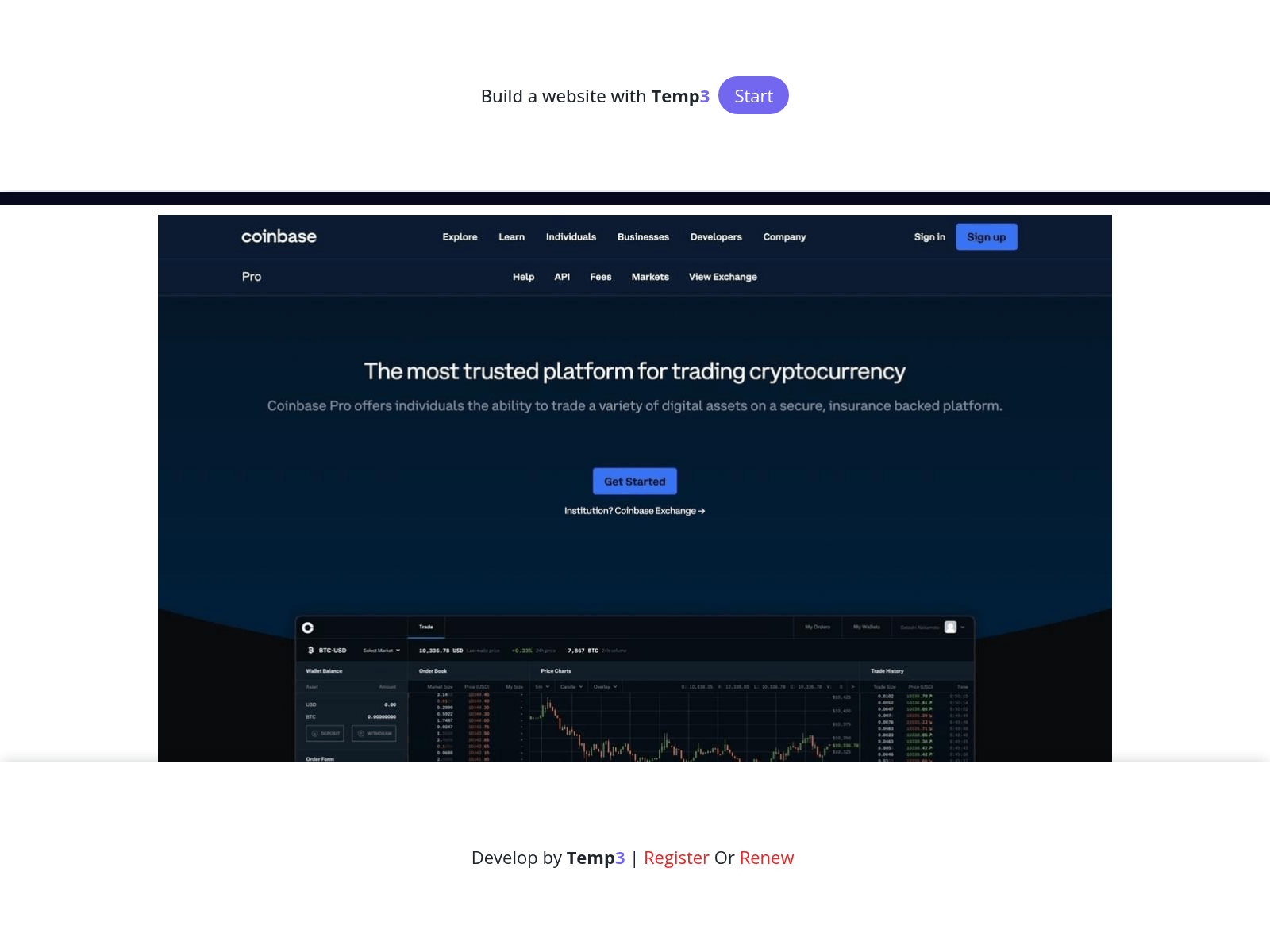 Screenshot of coin-base-pro-login-faq.tem3.io