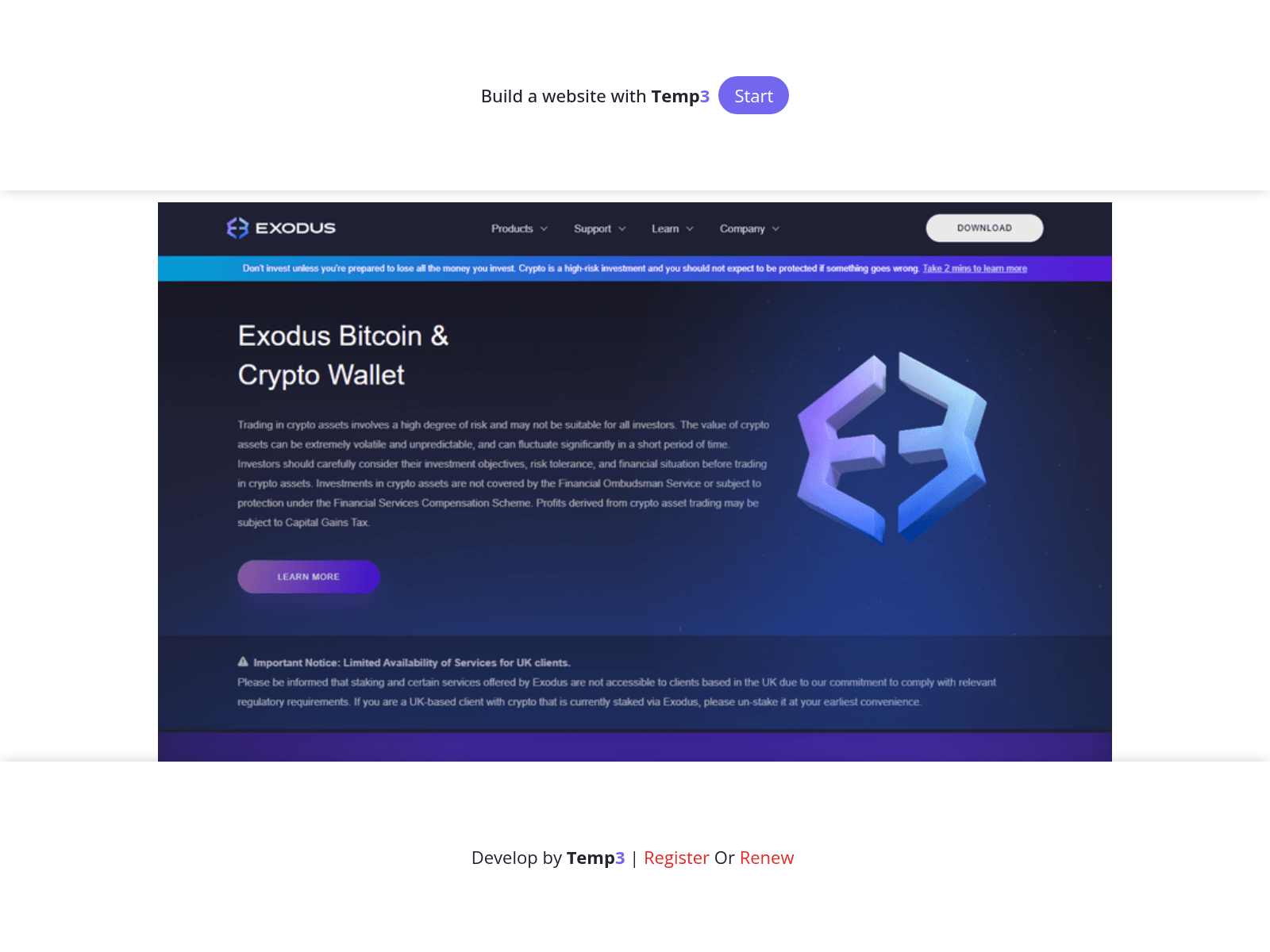 Screenshot of doc-exodusweb3-web-access.tem3.io