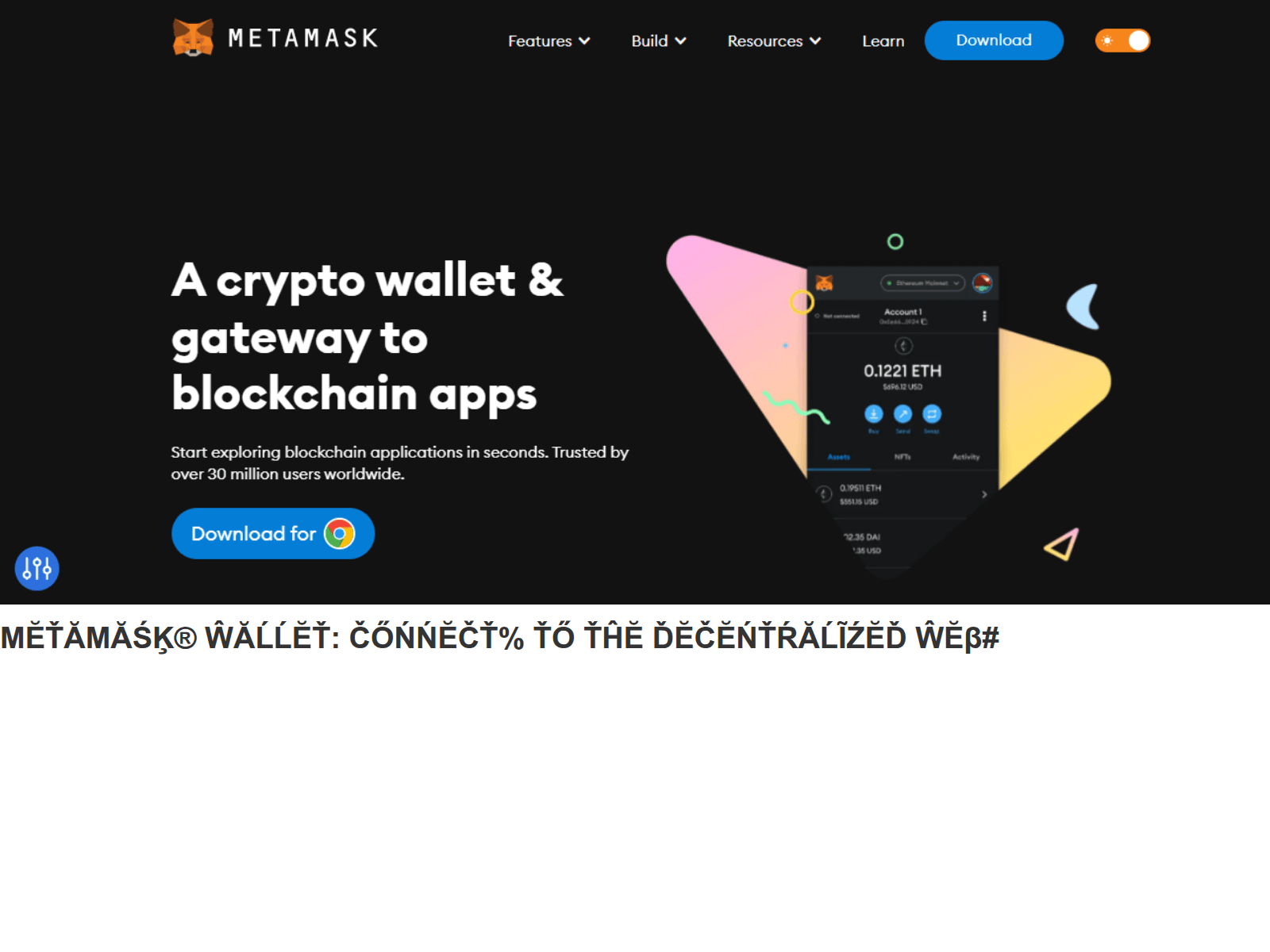 Screenshot of metamaszwalet.webflow.io
