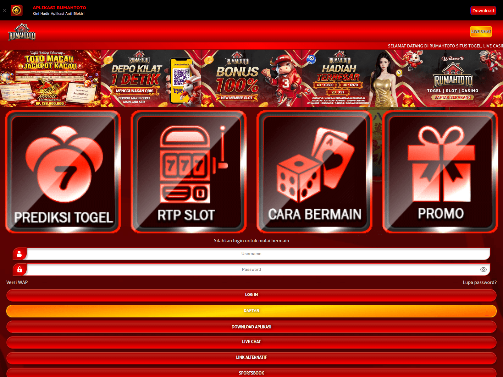 Screenshot of rumahtotologin.com