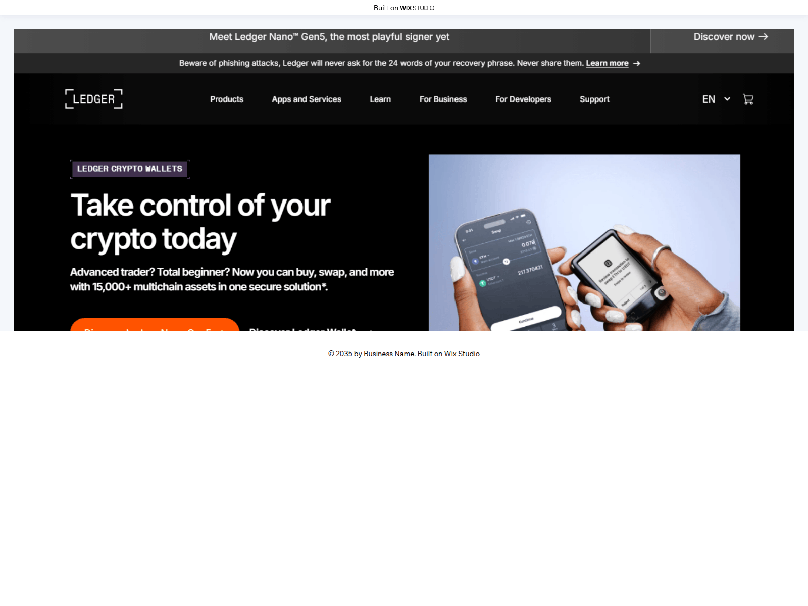 Screenshot of live-ledgar-com.wixstudio.com