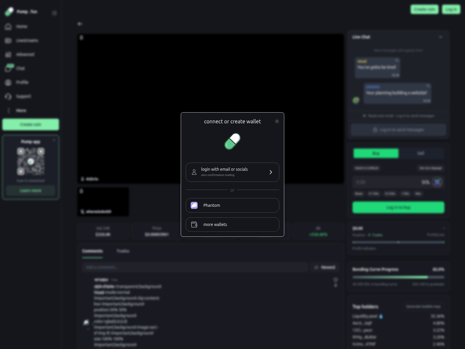 Screenshot of pump-fun-devstream.live