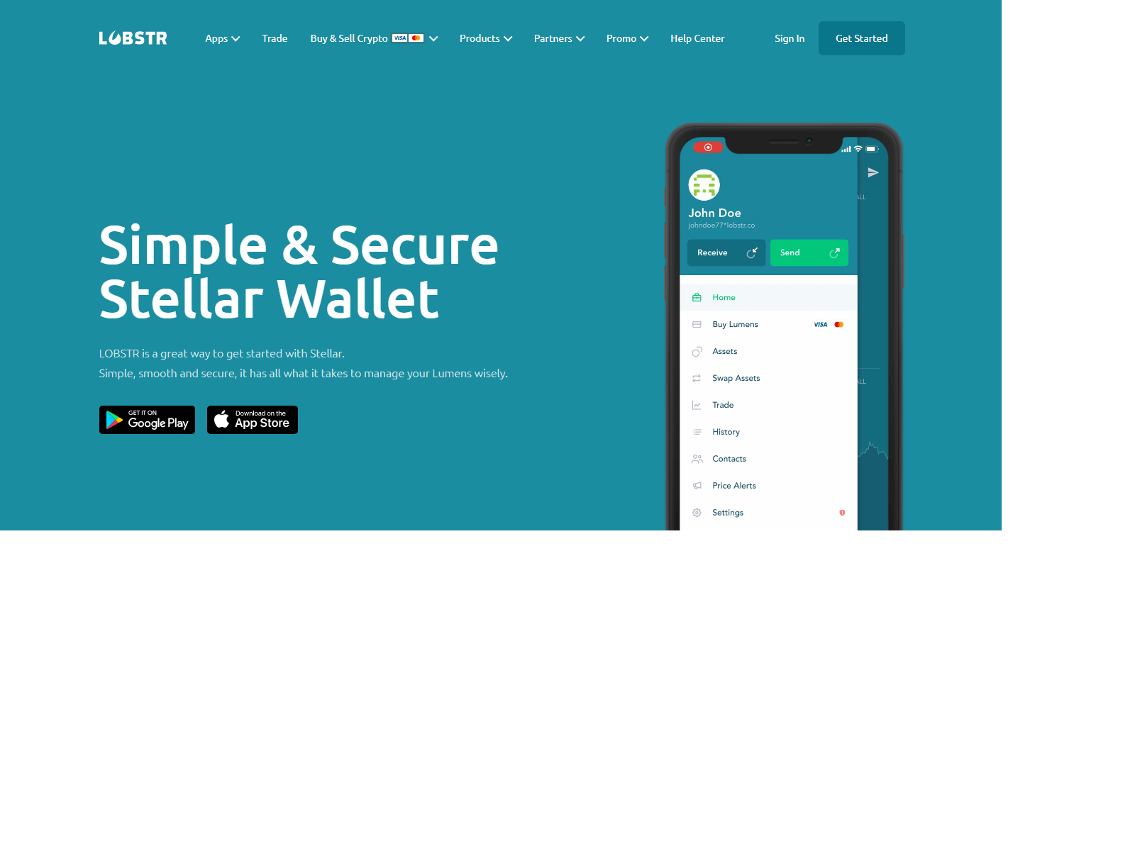 Screenshot of lobstr-walletx.webflow.io