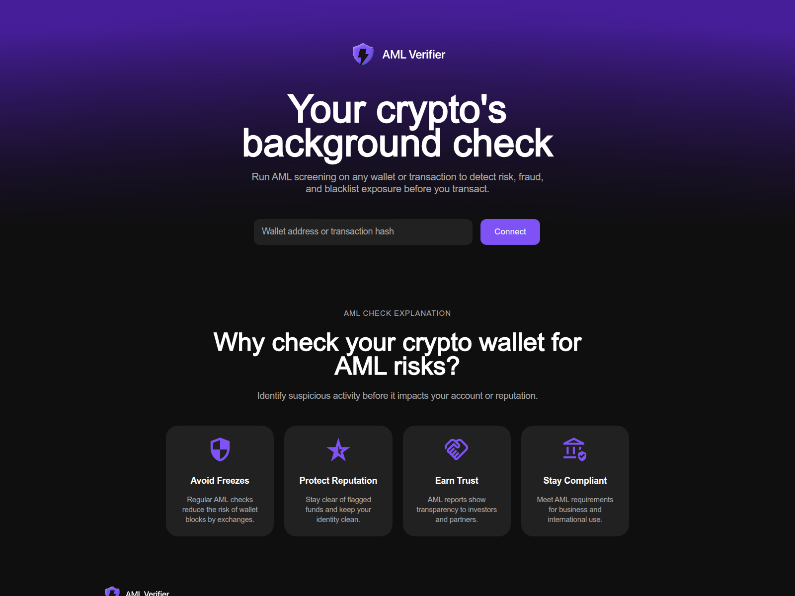 Screenshot of amlverifier.live