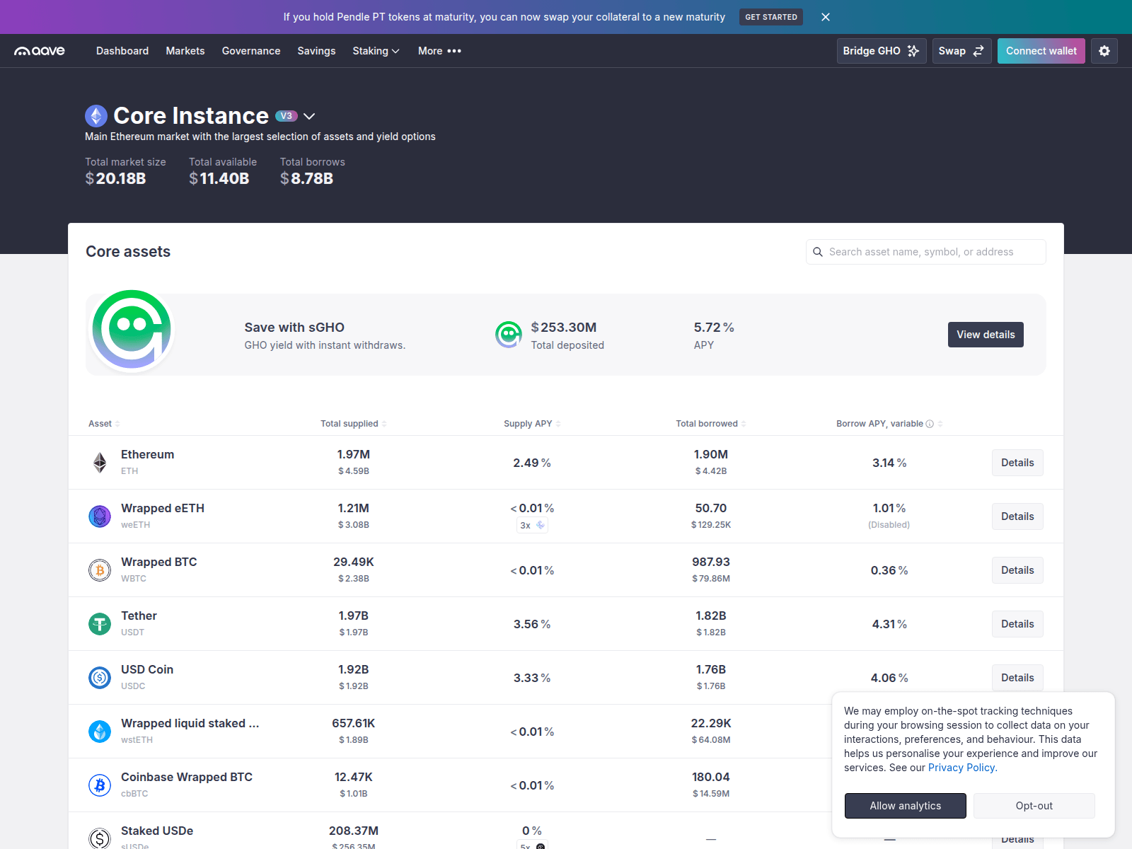 Screenshot of aaveapp.pages.dev