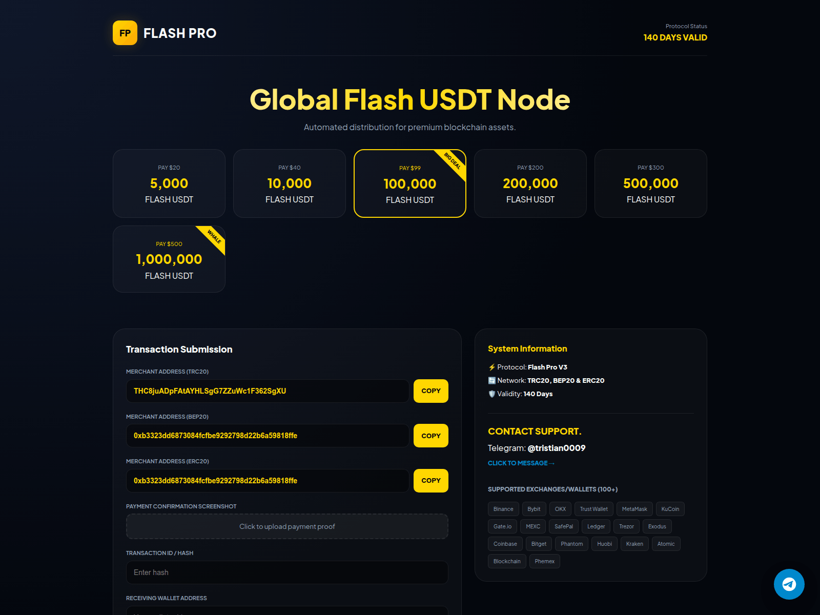 Screenshot of usdtflasher.live