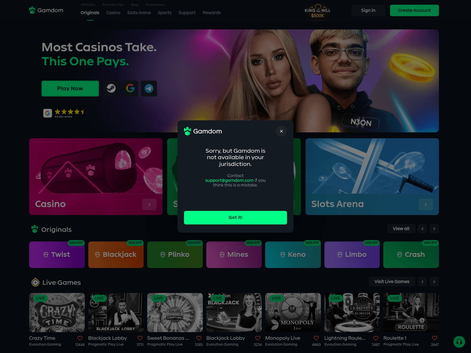 Screenshot of gamdom-rewards.com