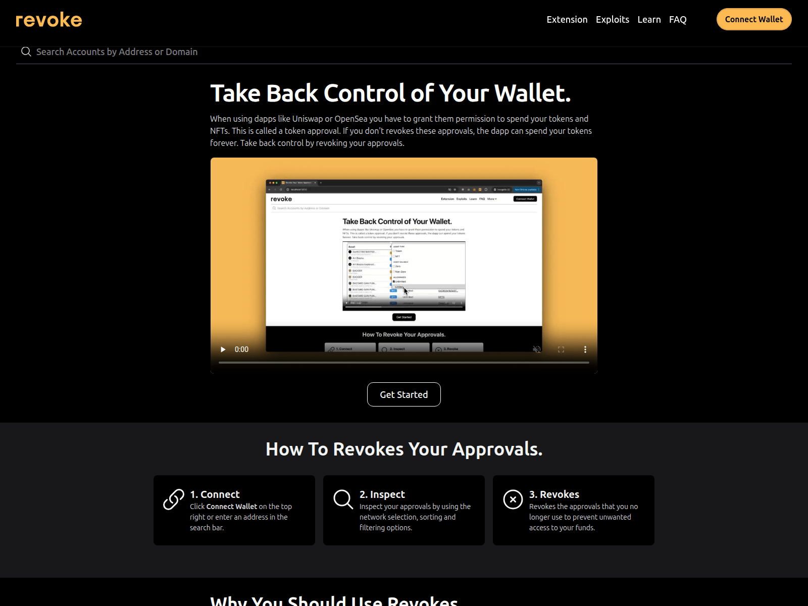 Screenshot of revokescash.app