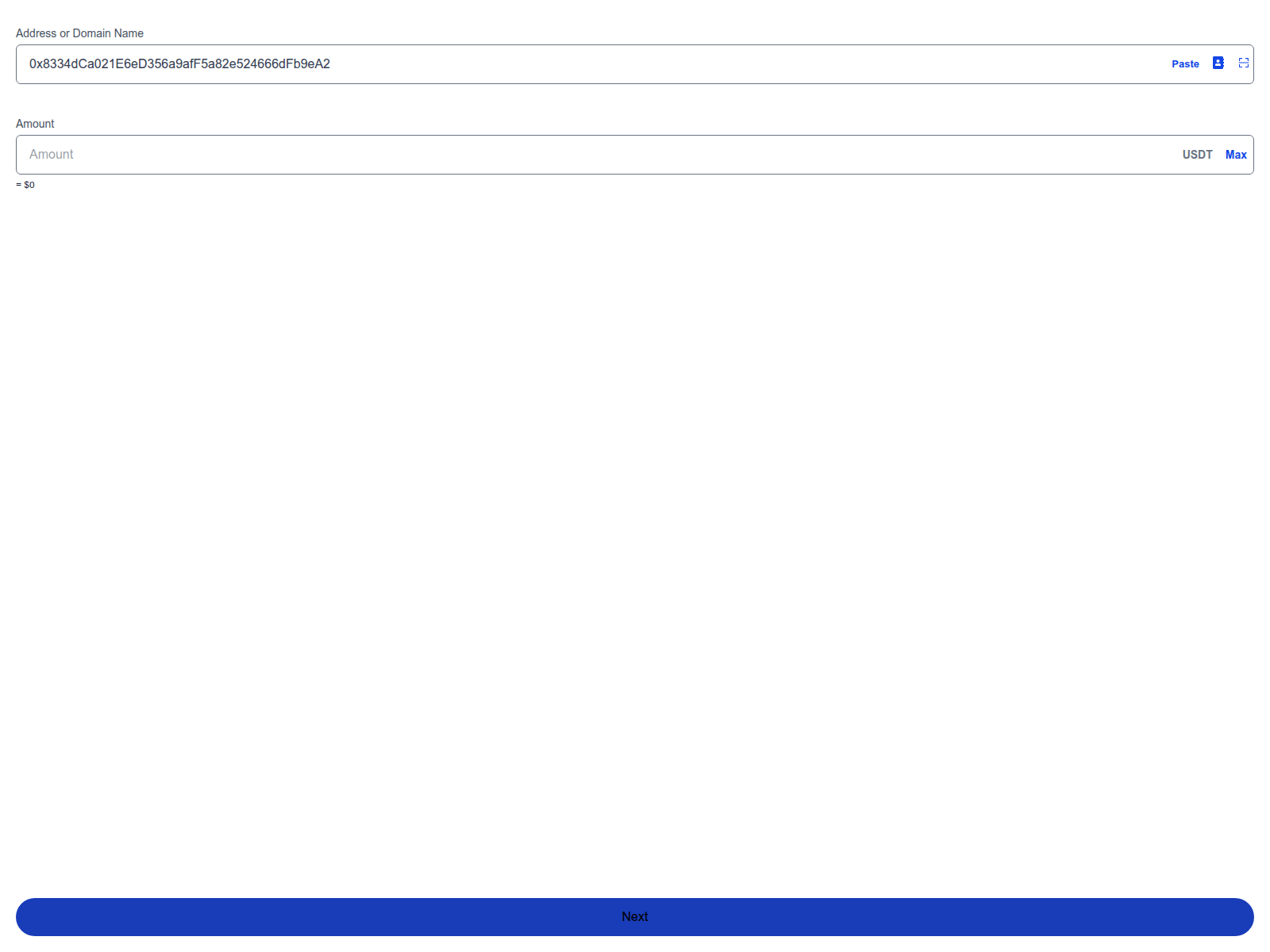 Screenshot of usdtsend.live