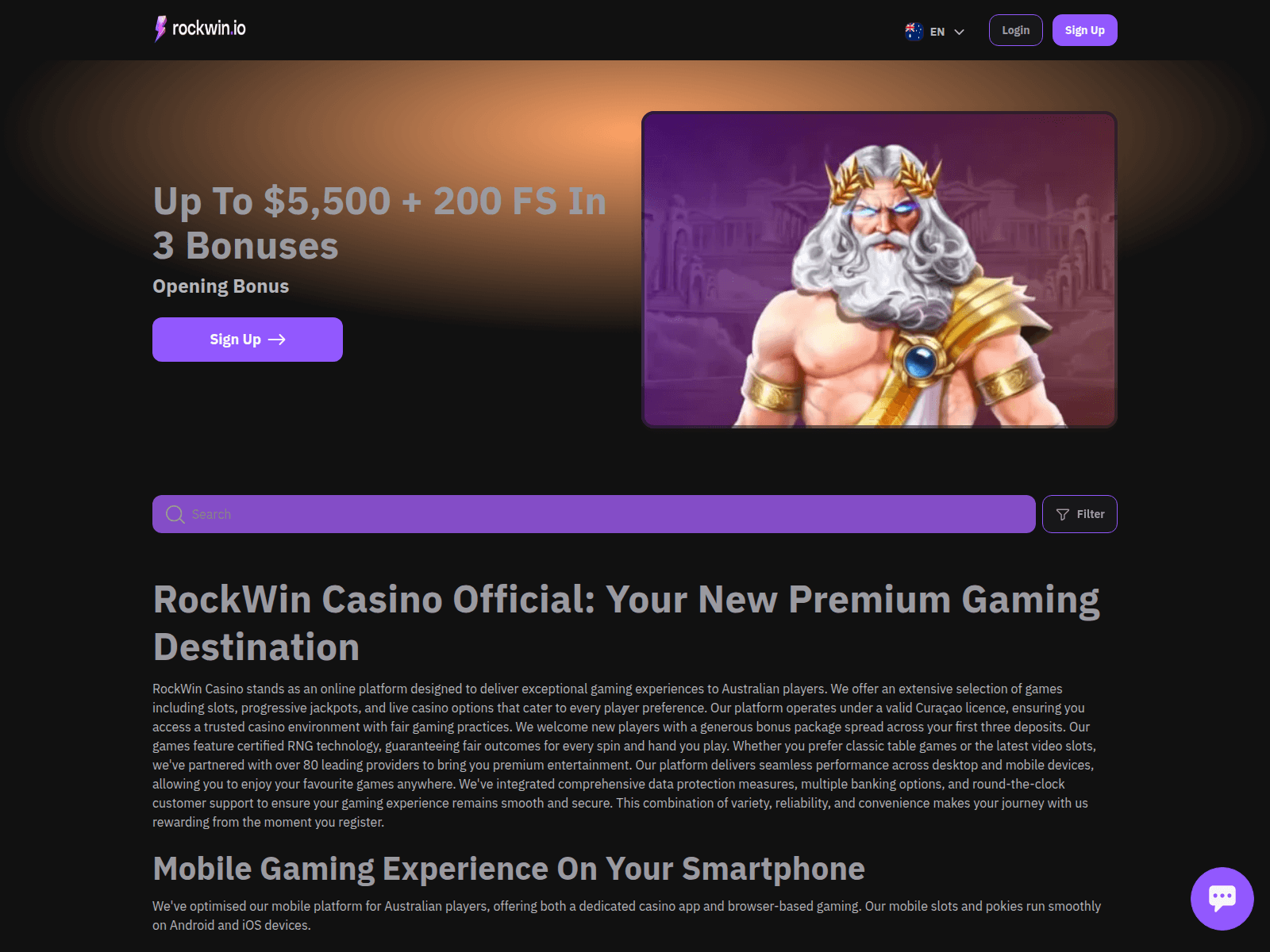 Screenshot of rockswin.com