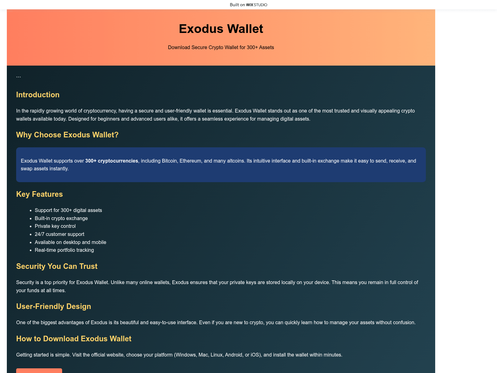 Screenshot of exodes-platform.wixstudio.com