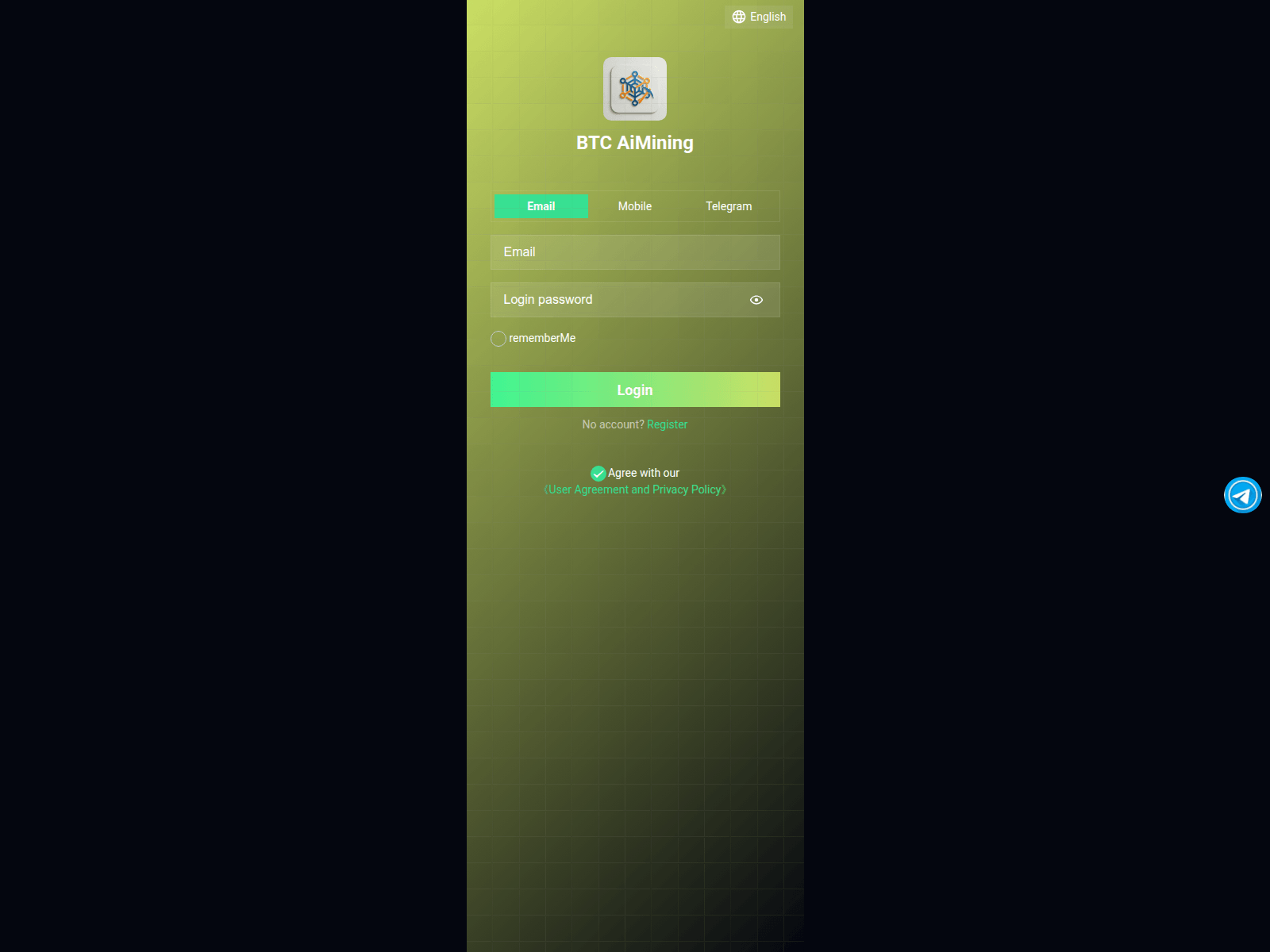 Screenshot of btcaimining.com