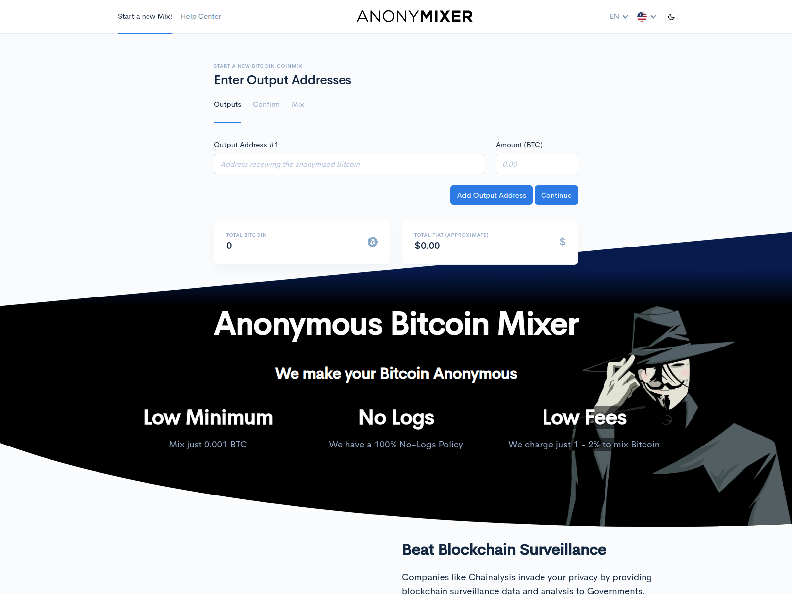 Screenshot of anonymixer.com