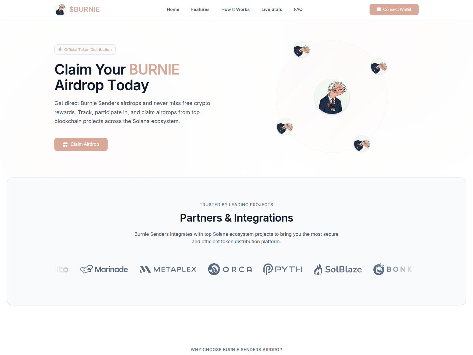 Screenshot of burniesenders.live