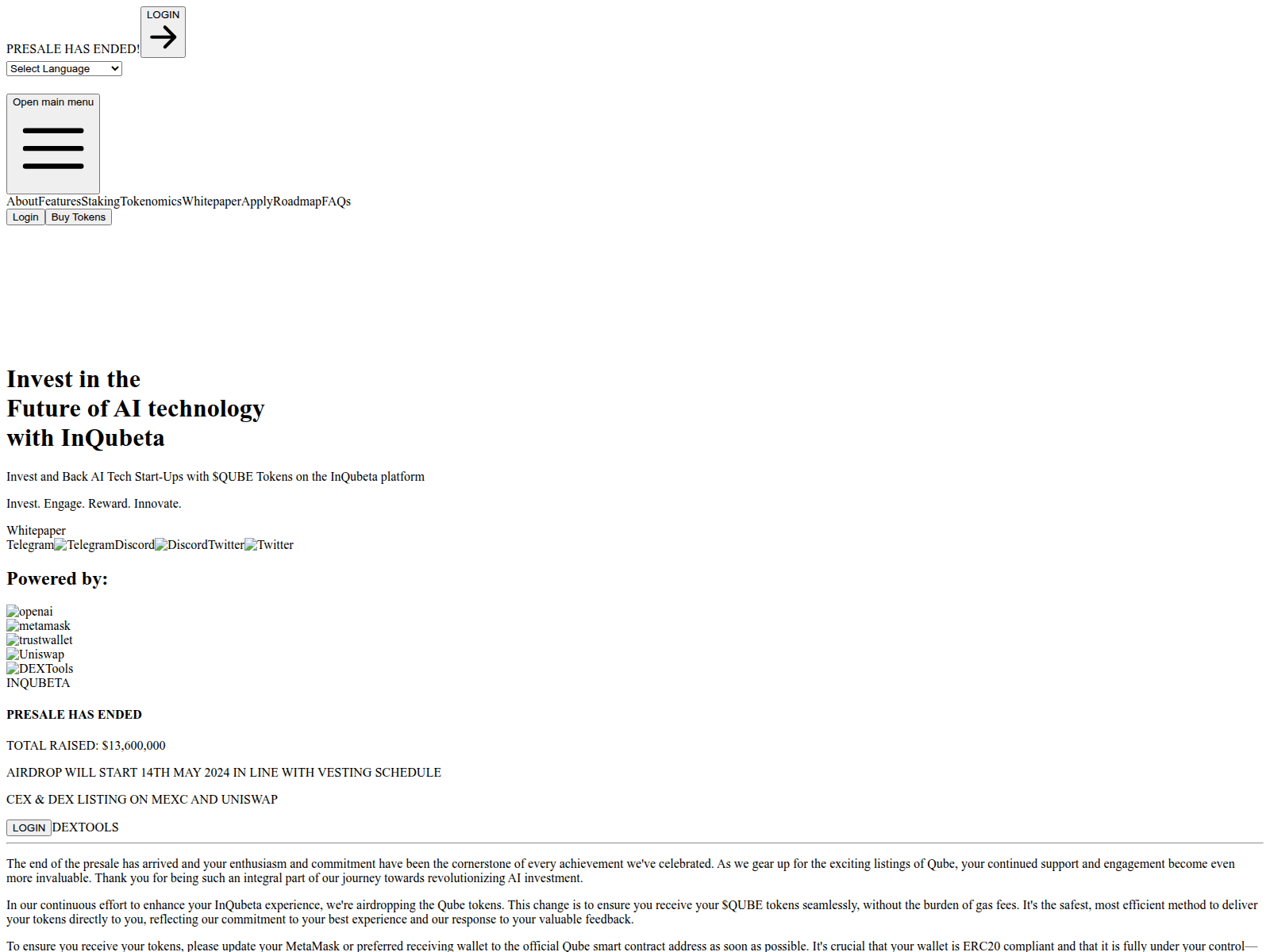 Screenshot of inqubeta-ai-xy.pages.dev