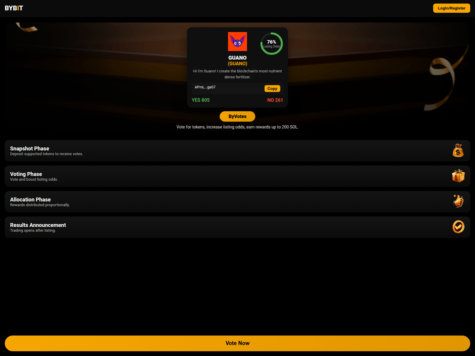 Screenshot of byvotes.exchange