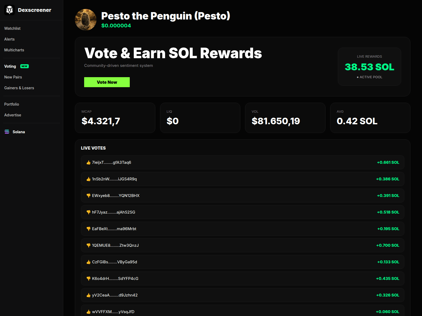 Screenshot of earns-dexscreener.com
