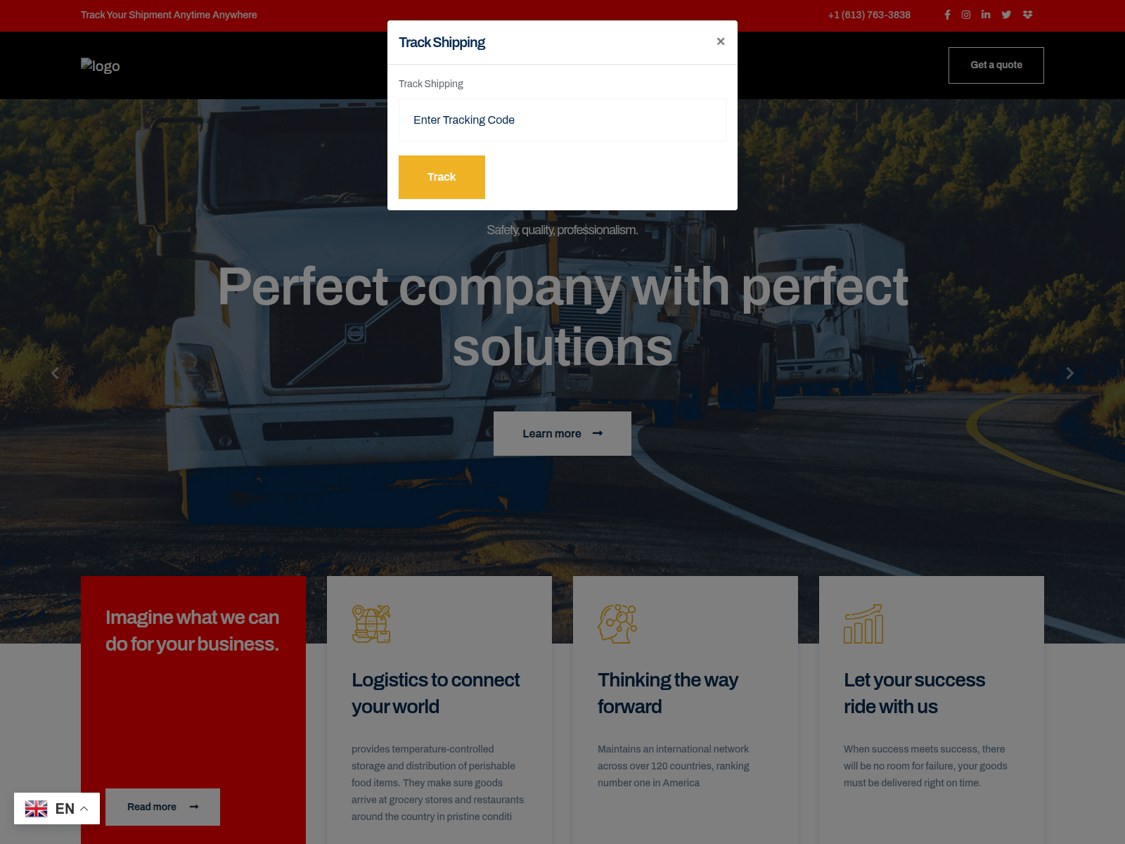 Screenshot of speedfieldlogistics.com
