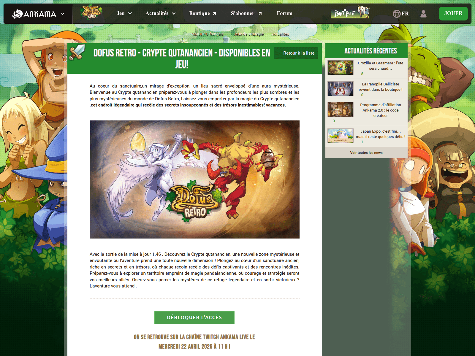 Screenshot of www.dofus-retro-devblog.com