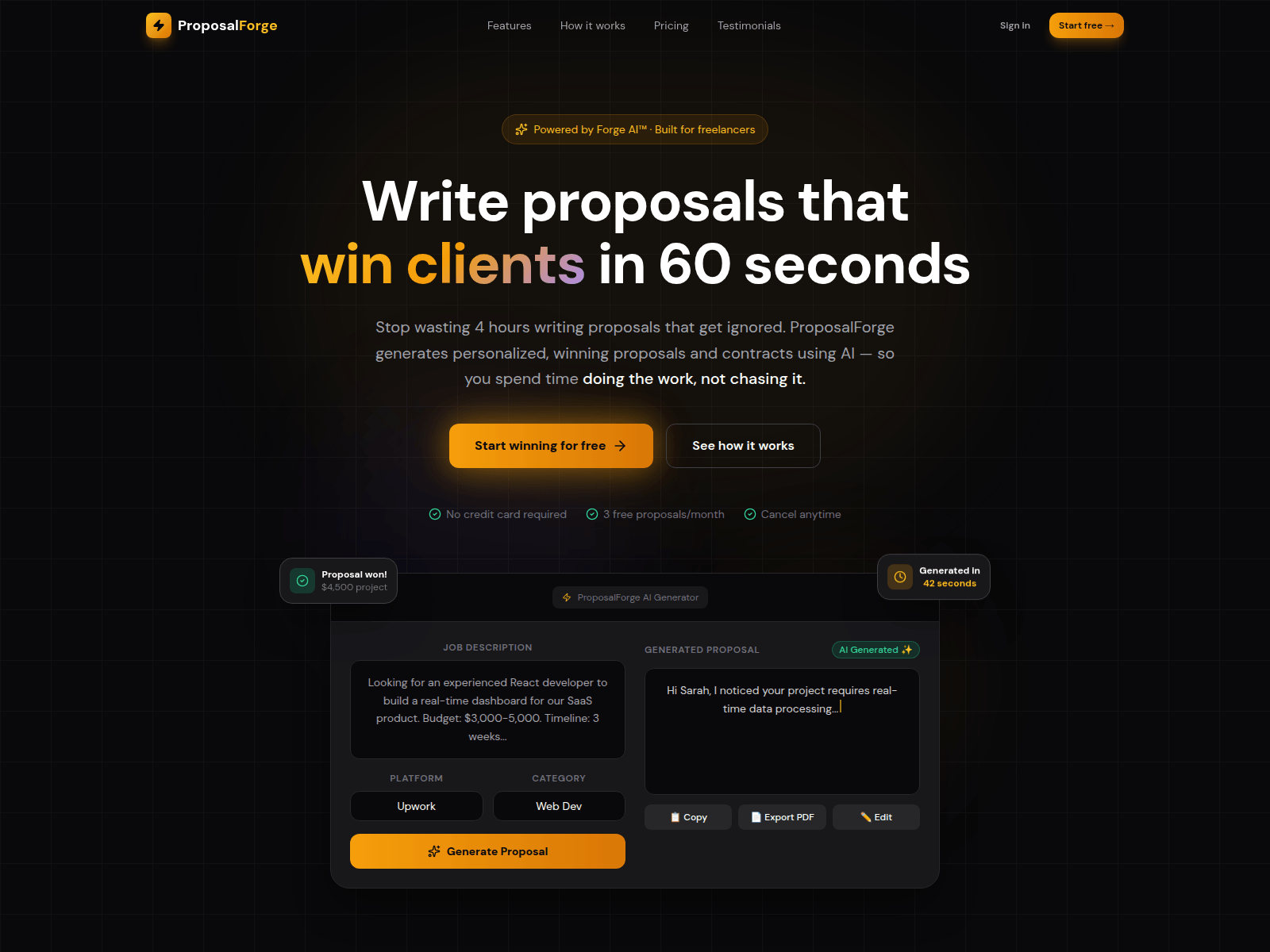 Screenshot of proposalforge.in