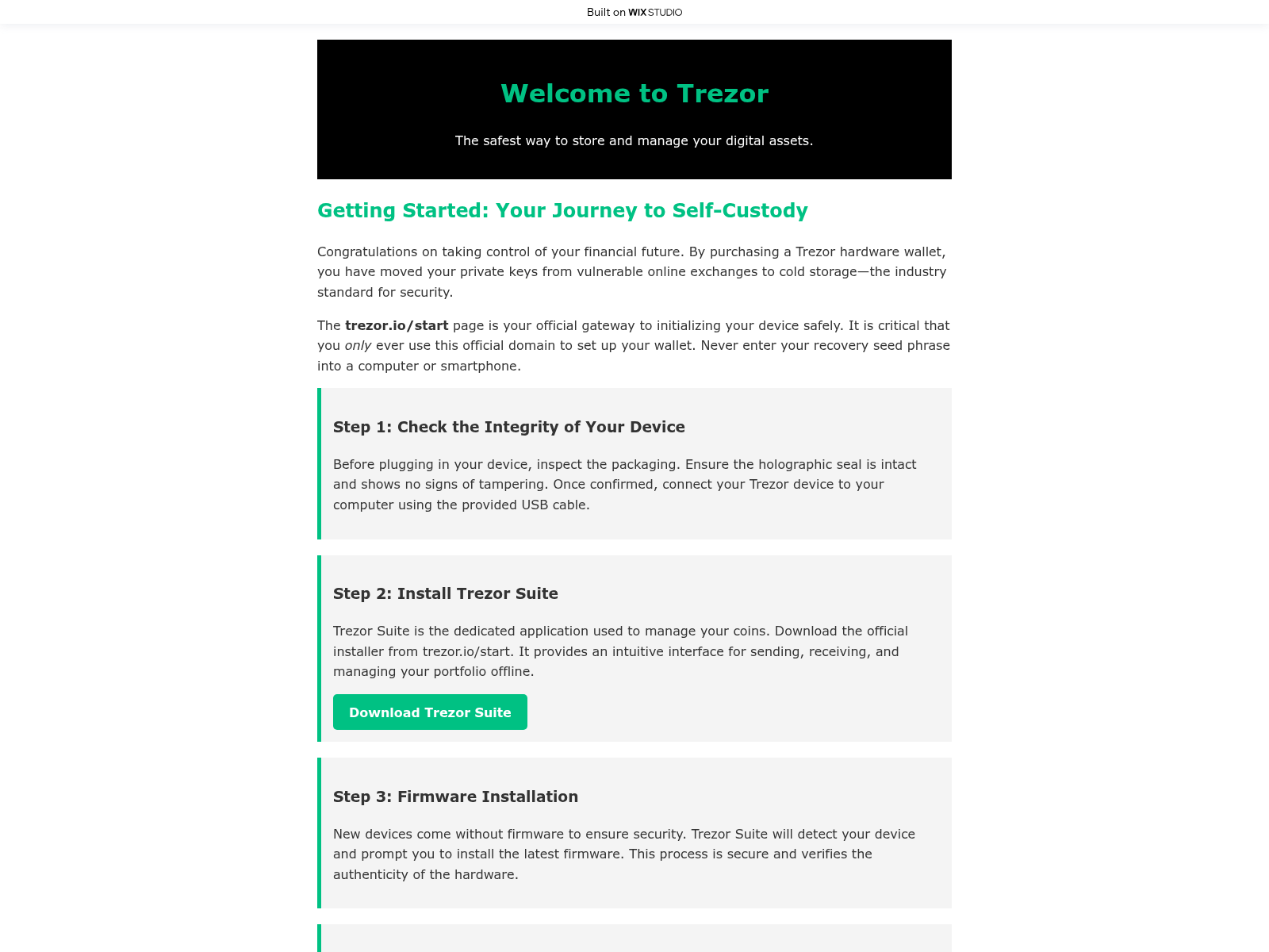 Screenshot of official-trexiostart.wixstudio.com