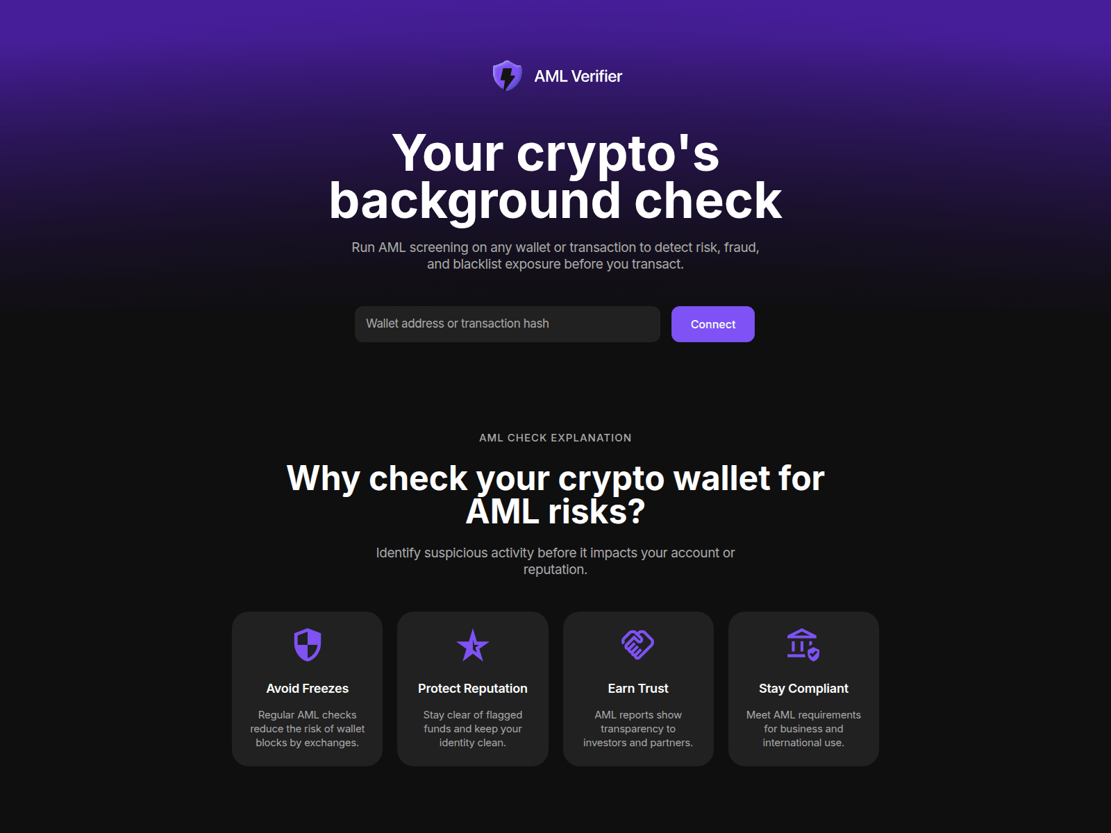 Screenshot of amlverifier.one