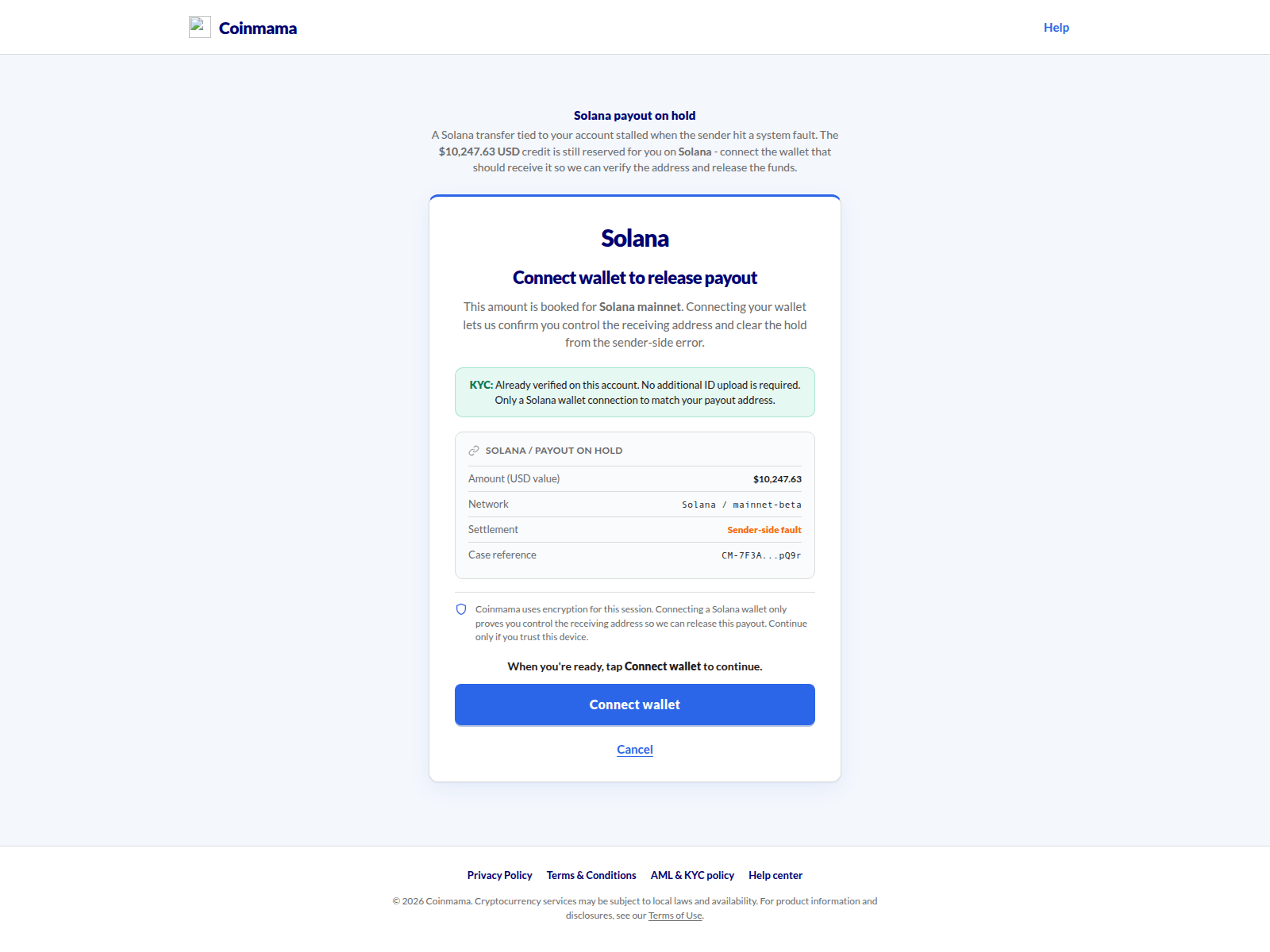 Screenshot of secure-coinmama.com