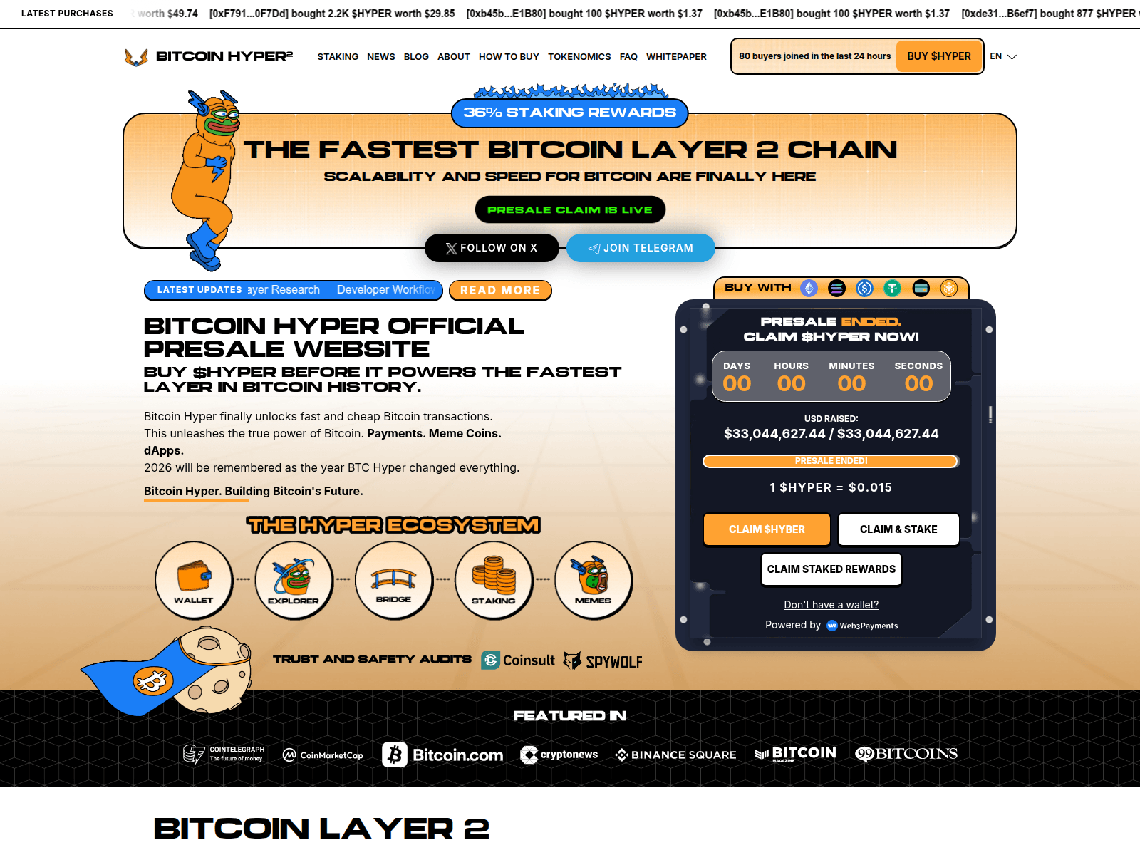 Screenshot of claim.bitcoinhyper.tokensdao.com