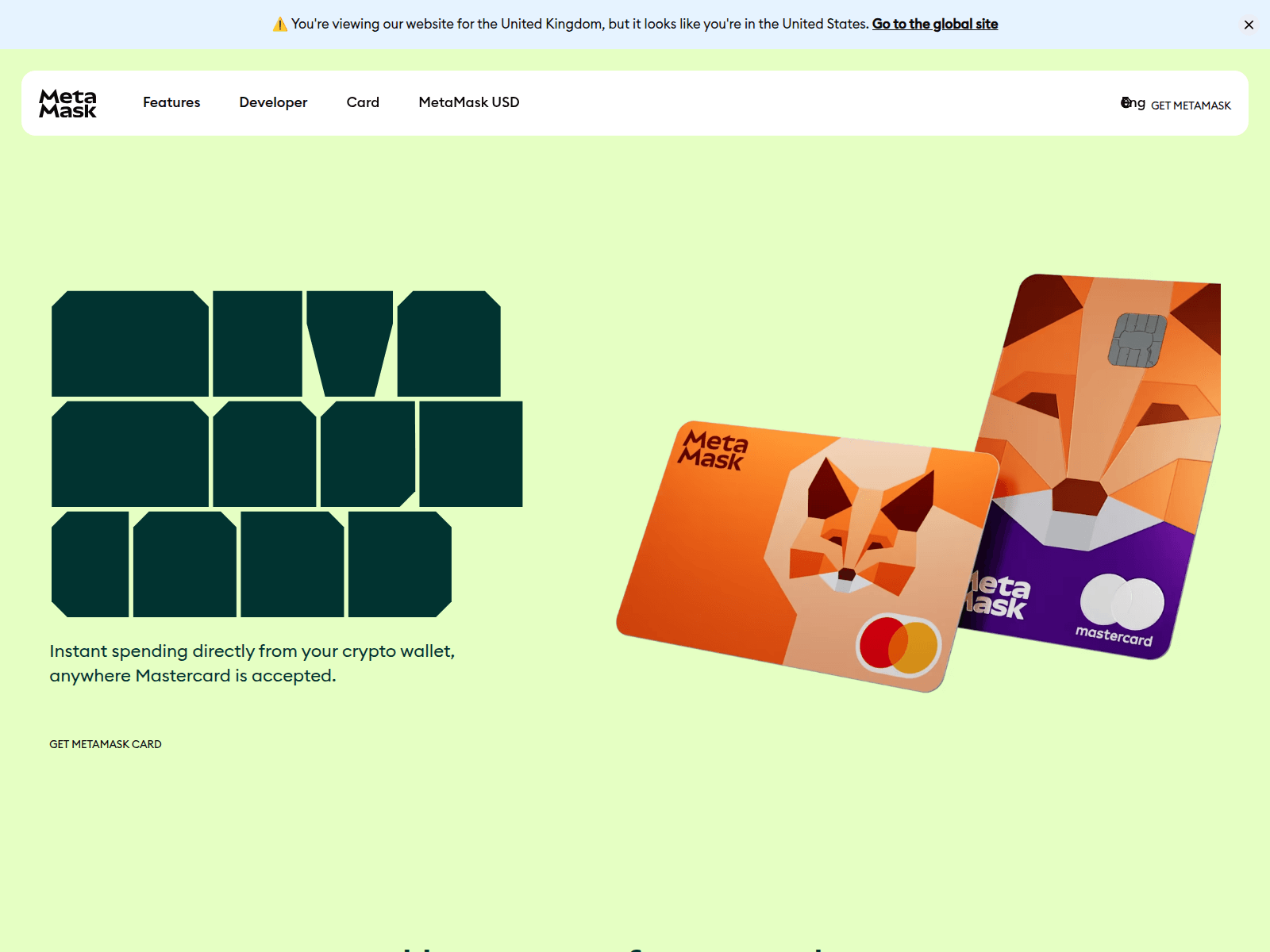 Screenshot of metamaskcard.live