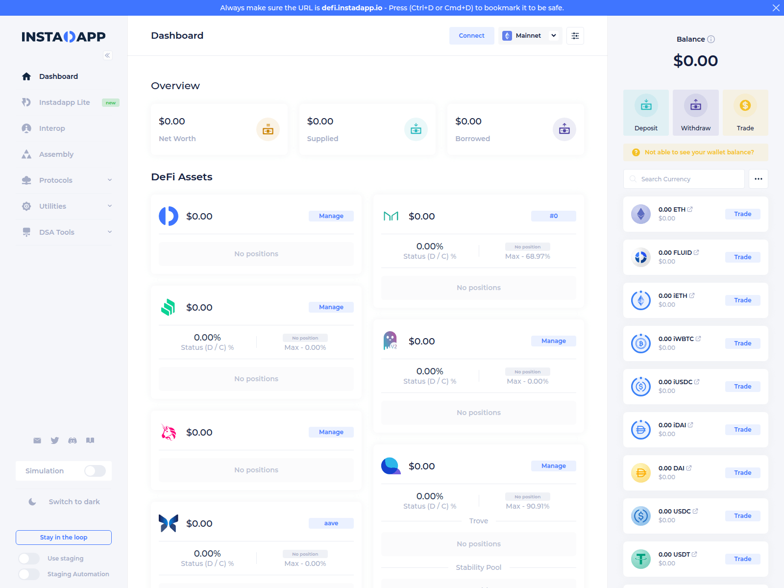 Screenshot of morpho.defi.instad.app