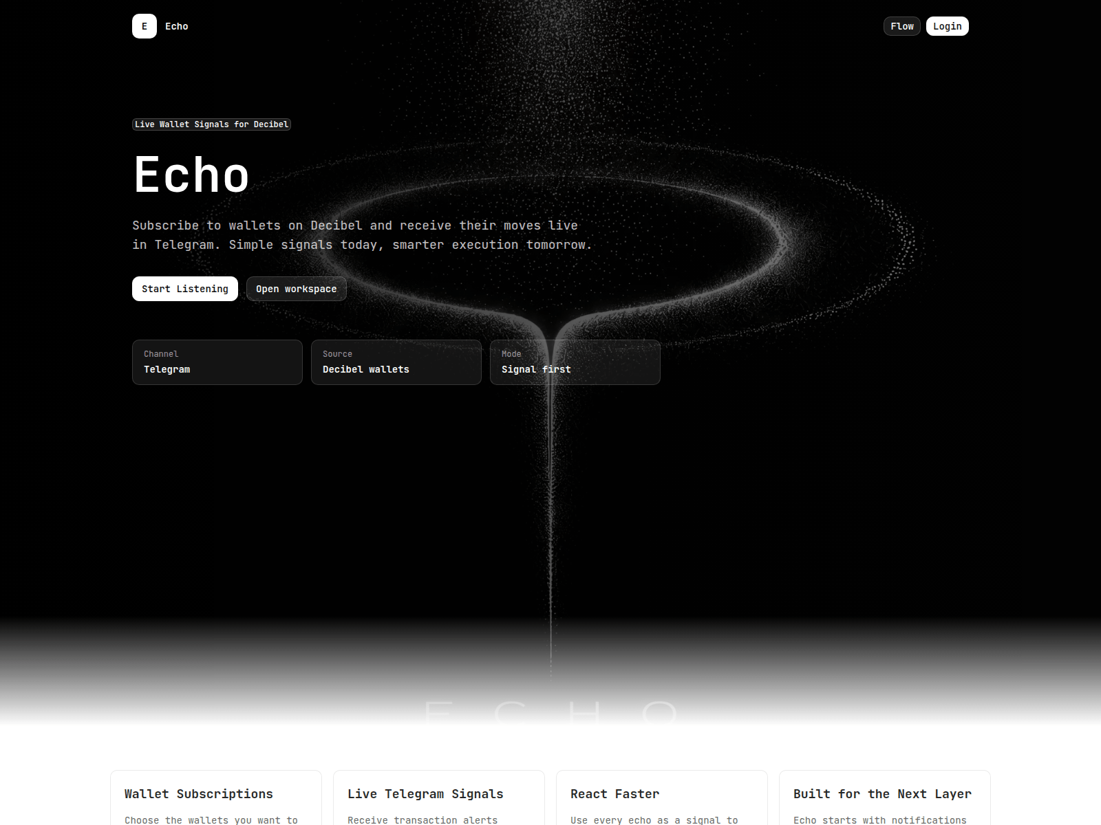 Screenshot of echosignals.xyz