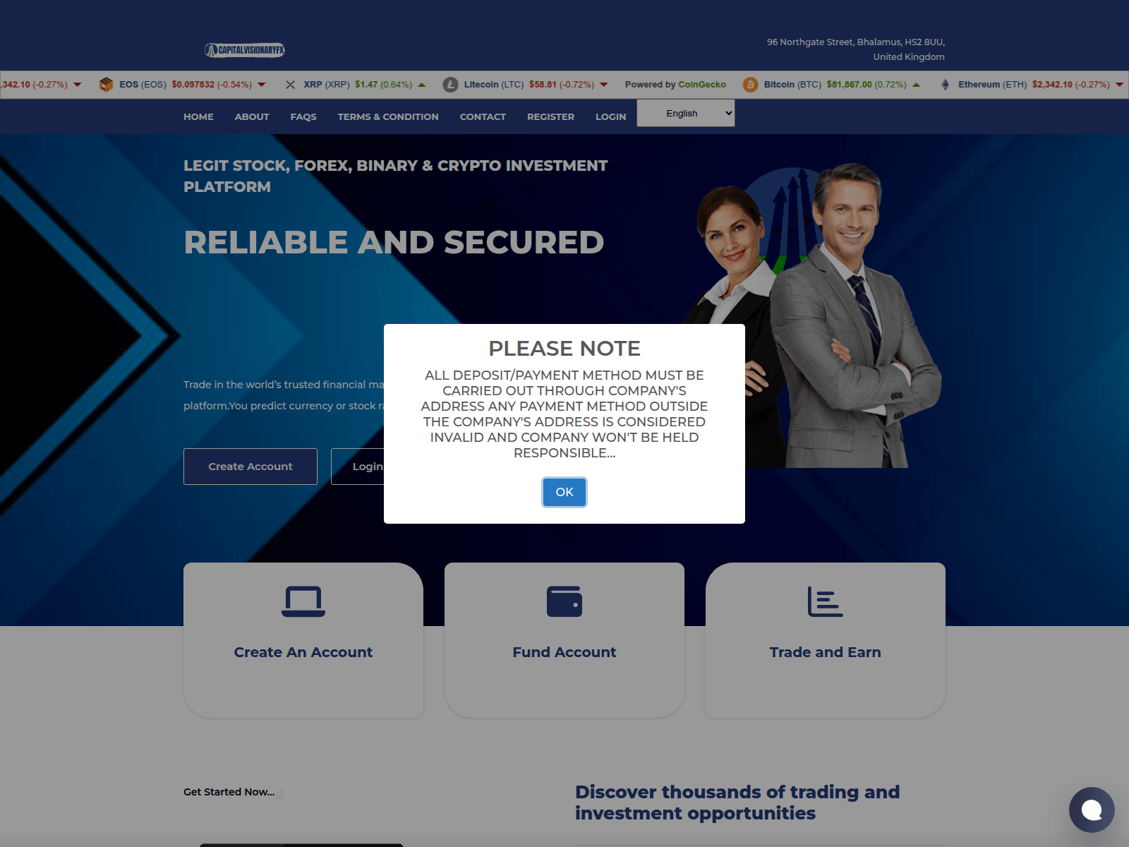 Screenshot of capitalvisionaryfx.com