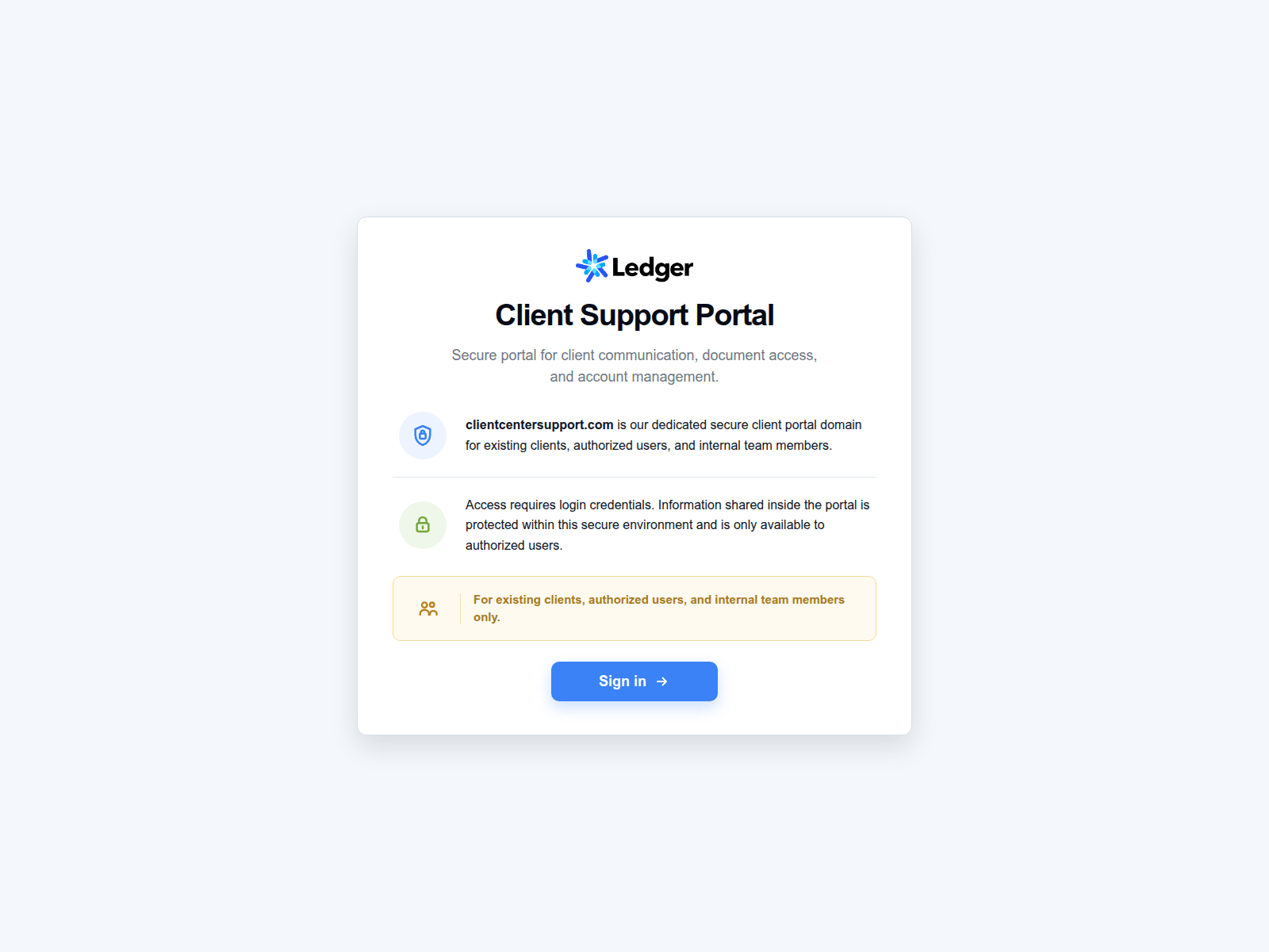 Screenshot of clientcentersupport.com