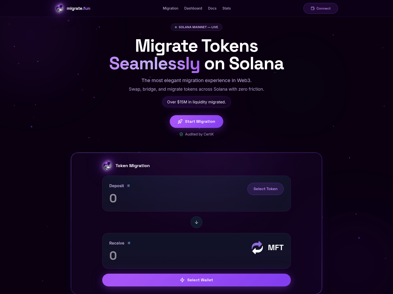 Screenshot of tokenmigrate.org