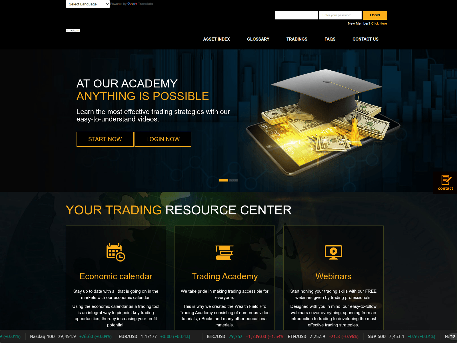 Screenshot of wealthfieldpro.com
