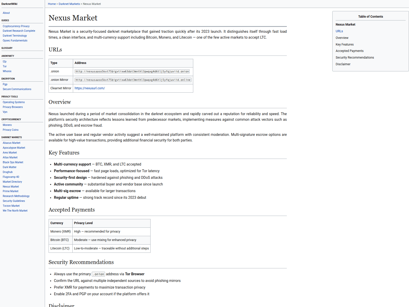 Screenshot of www.darknetwiki.com