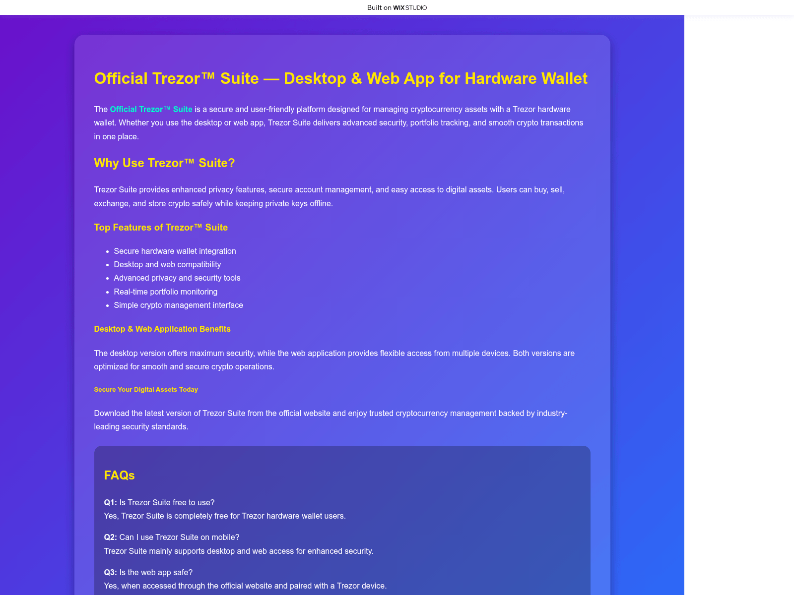 Screenshot of suiteapps-trezrr.wixstudio.com