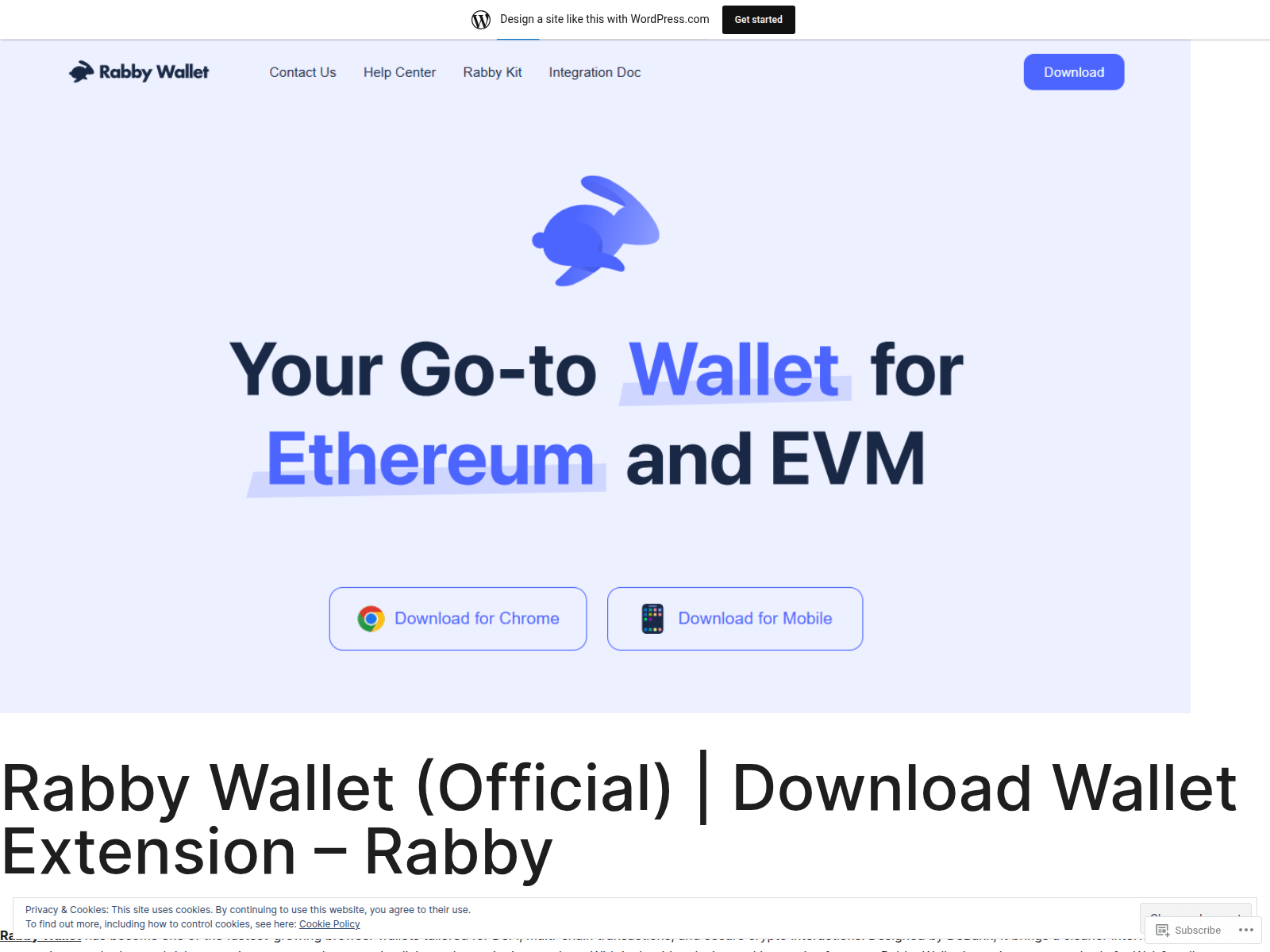 Screenshot of rabbyiwallet.wordpress.com