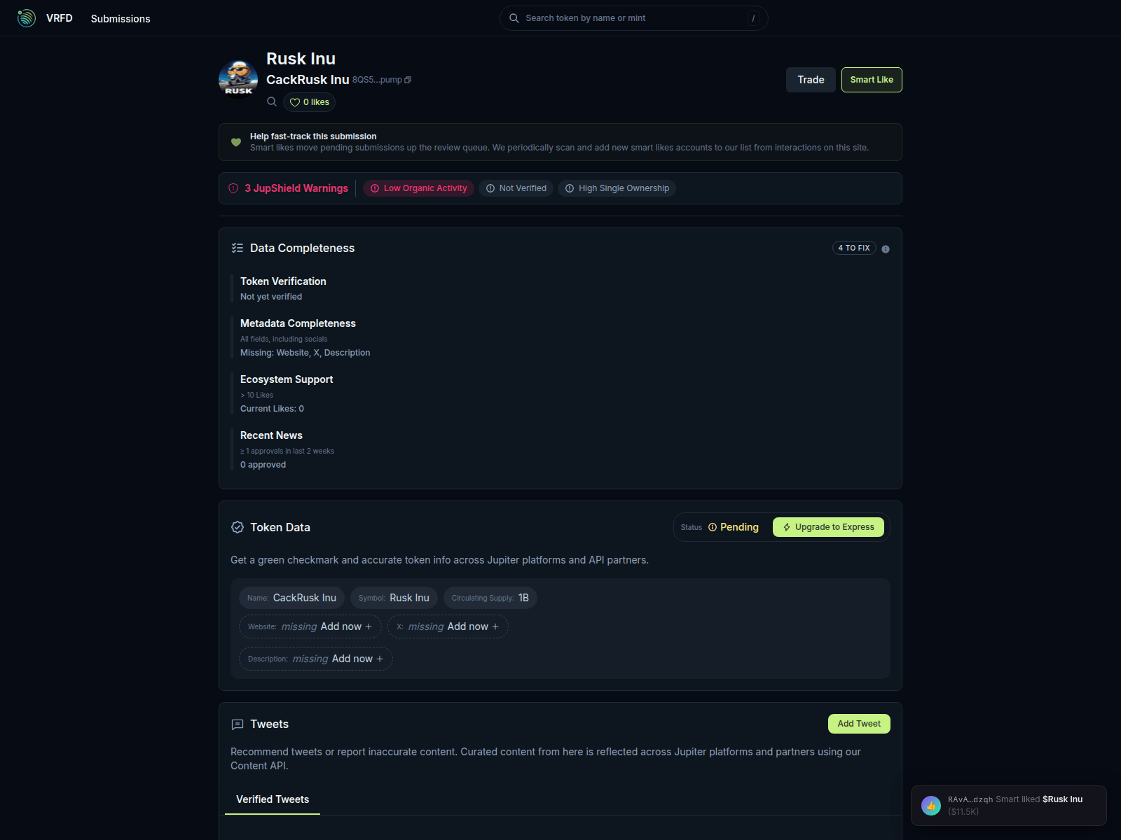 Screenshot of verified-jup.xyz