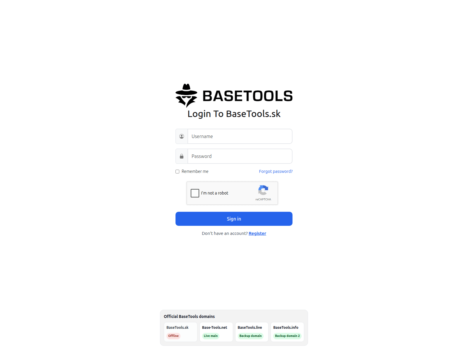 Screenshot of basetools.live