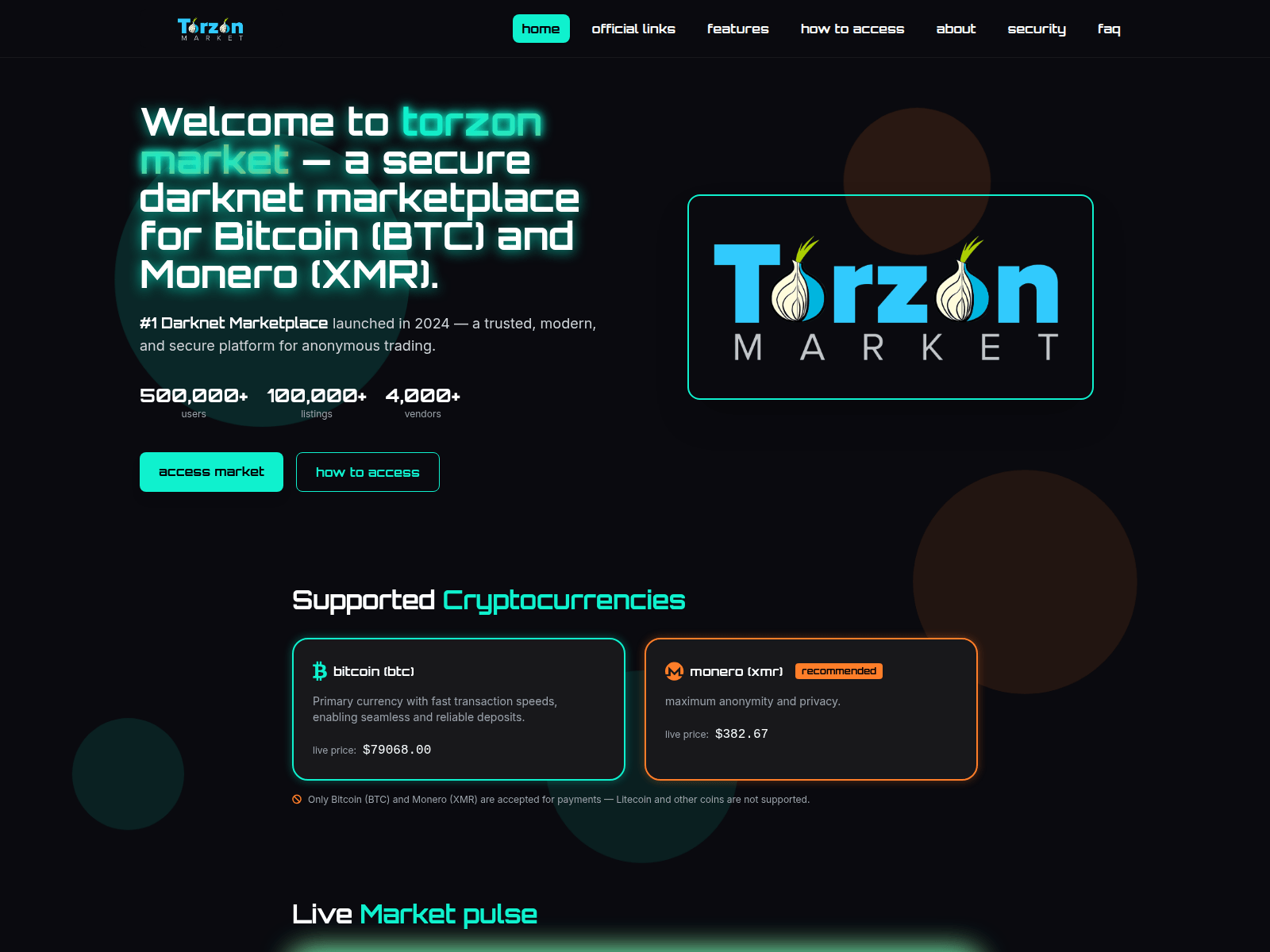 Screenshot of torzonmarkets.net