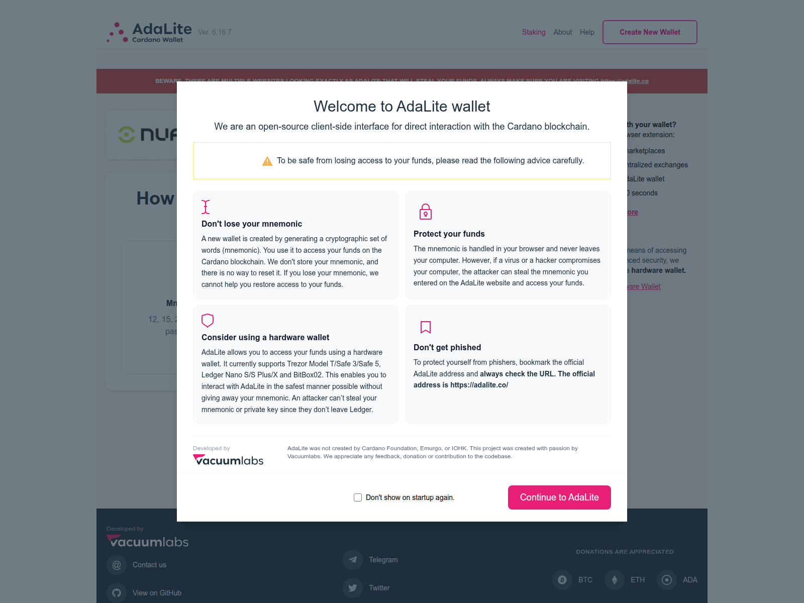 Screenshot of adalite.co