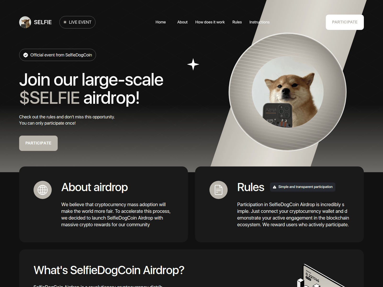 Screenshot of selfiedog.io