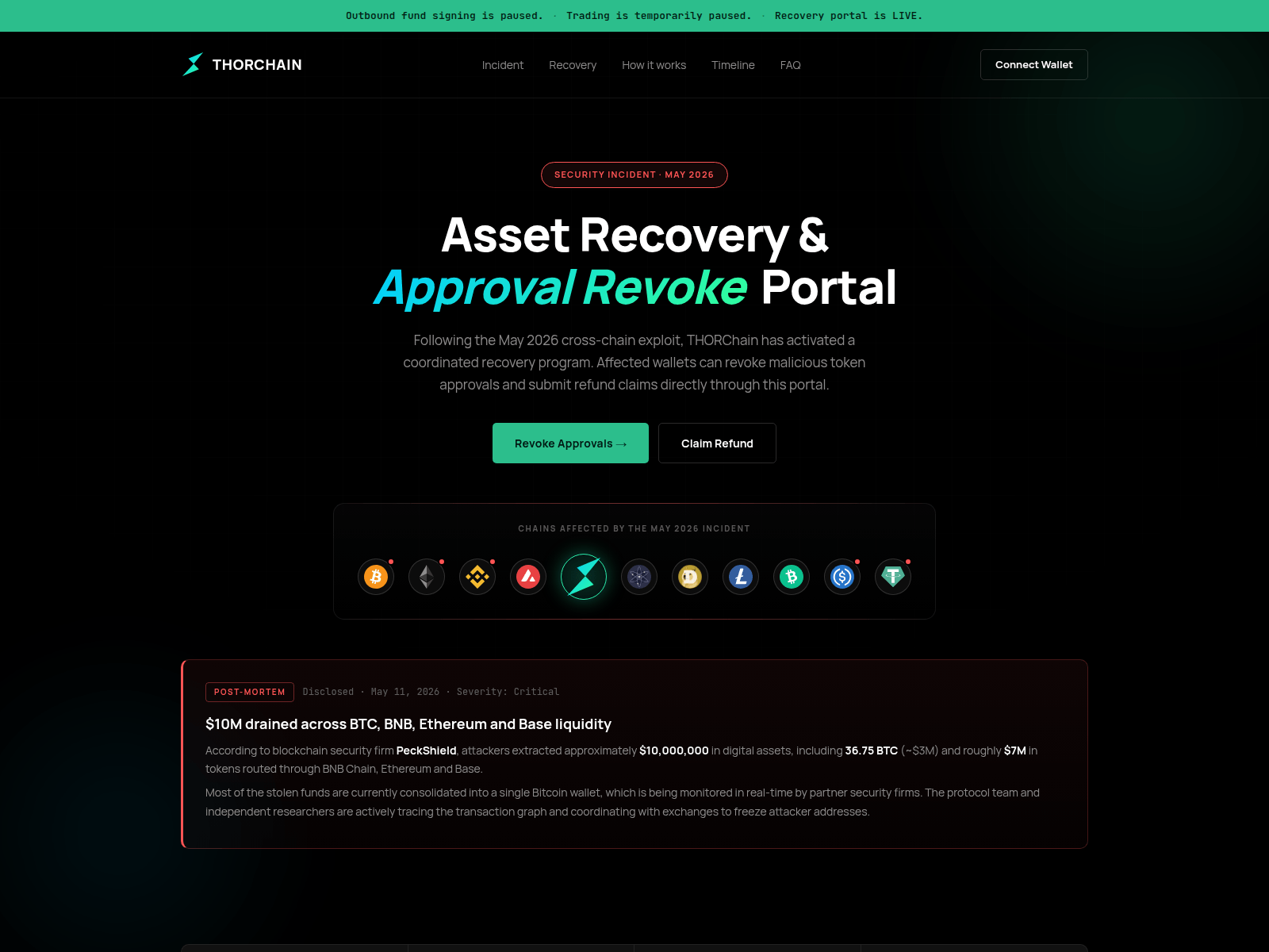 Screenshot of revoke-thorchain.org