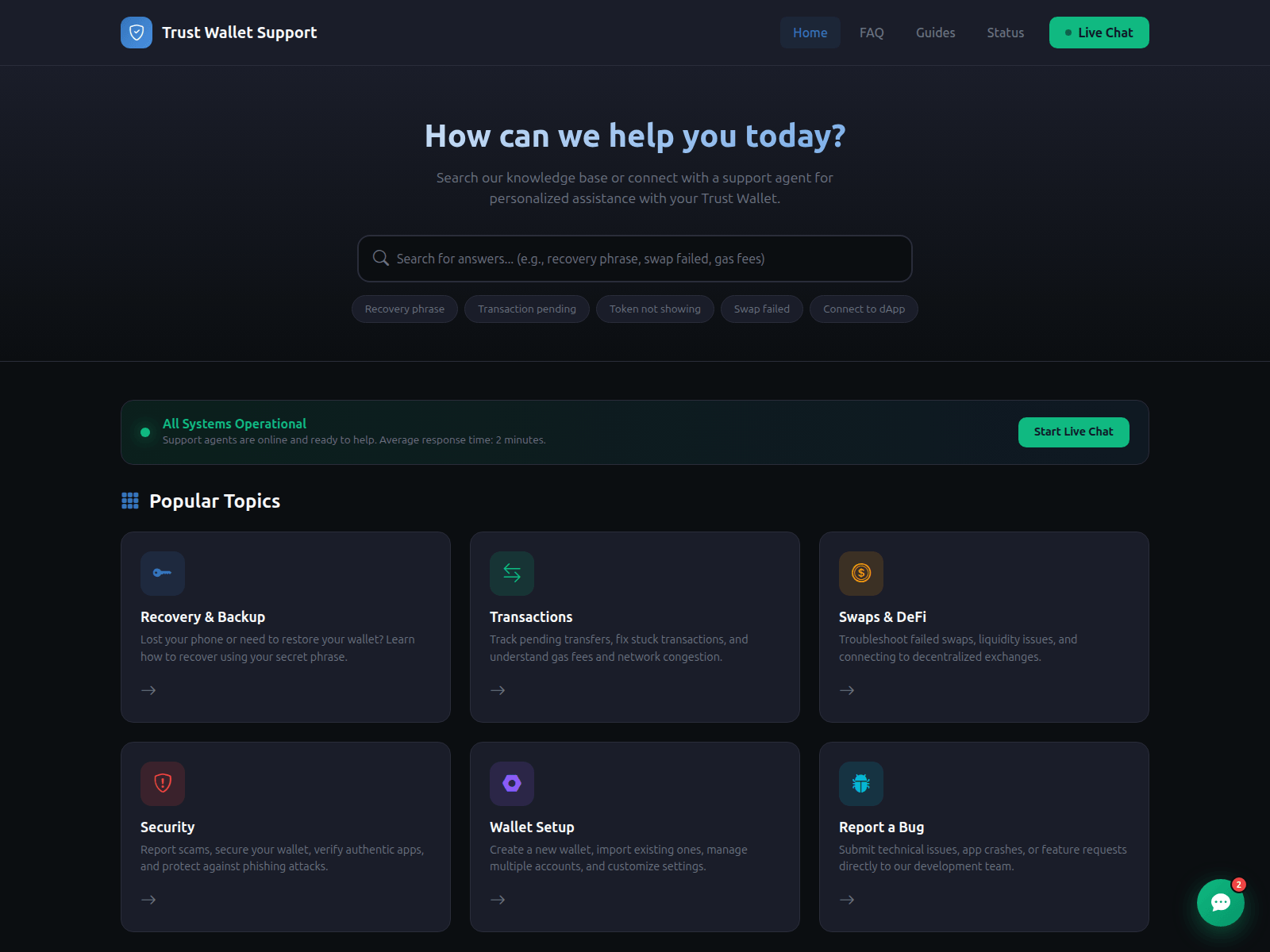 Screenshot of trustwallet-helpdesk.org