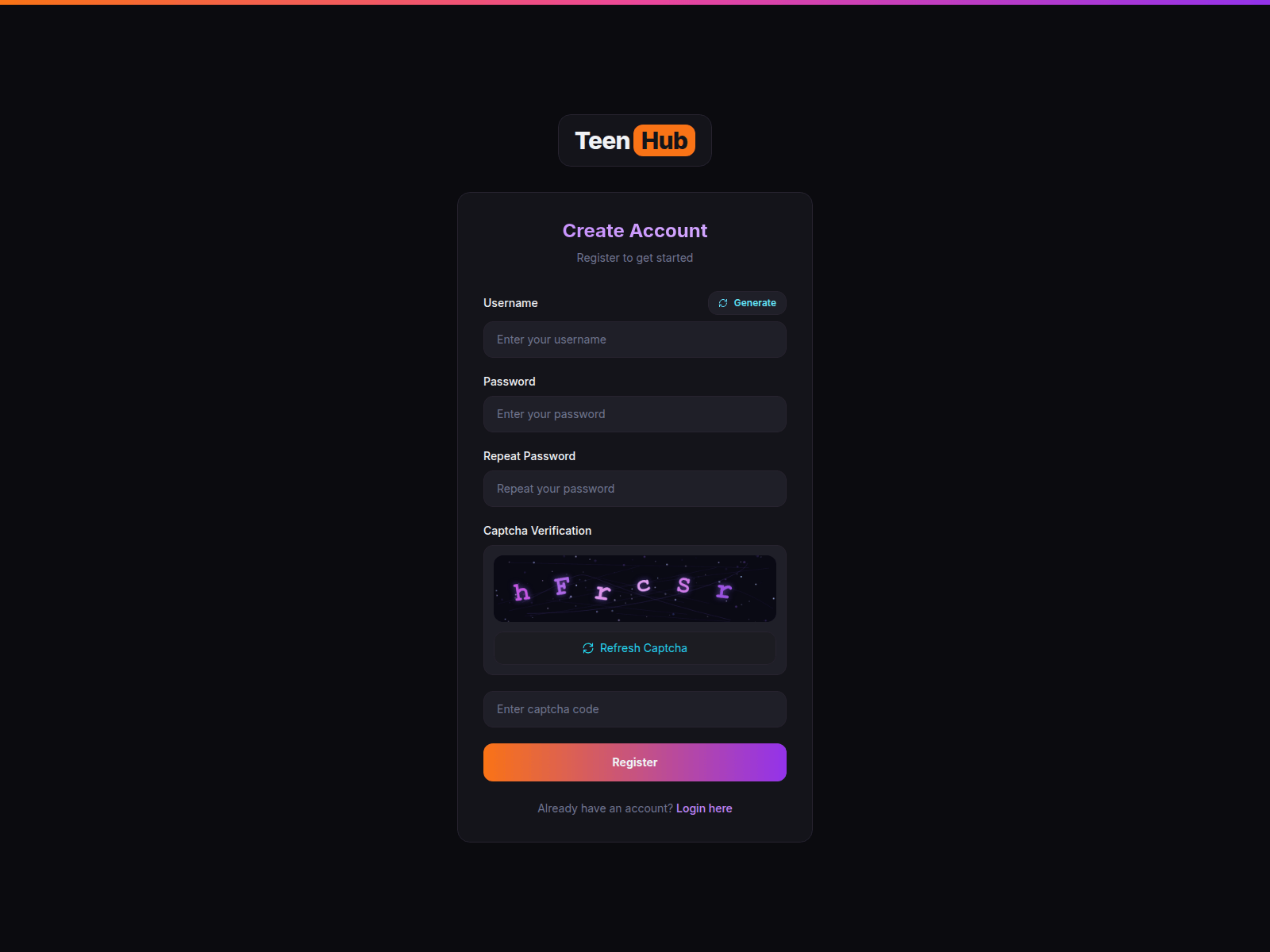 Screenshot of www.teenhub.live