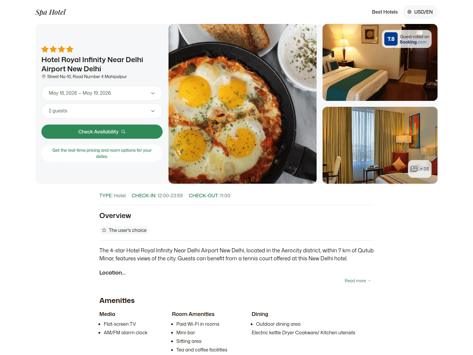 Screenshot of royalfityneardelhiairport.spahotel.guru